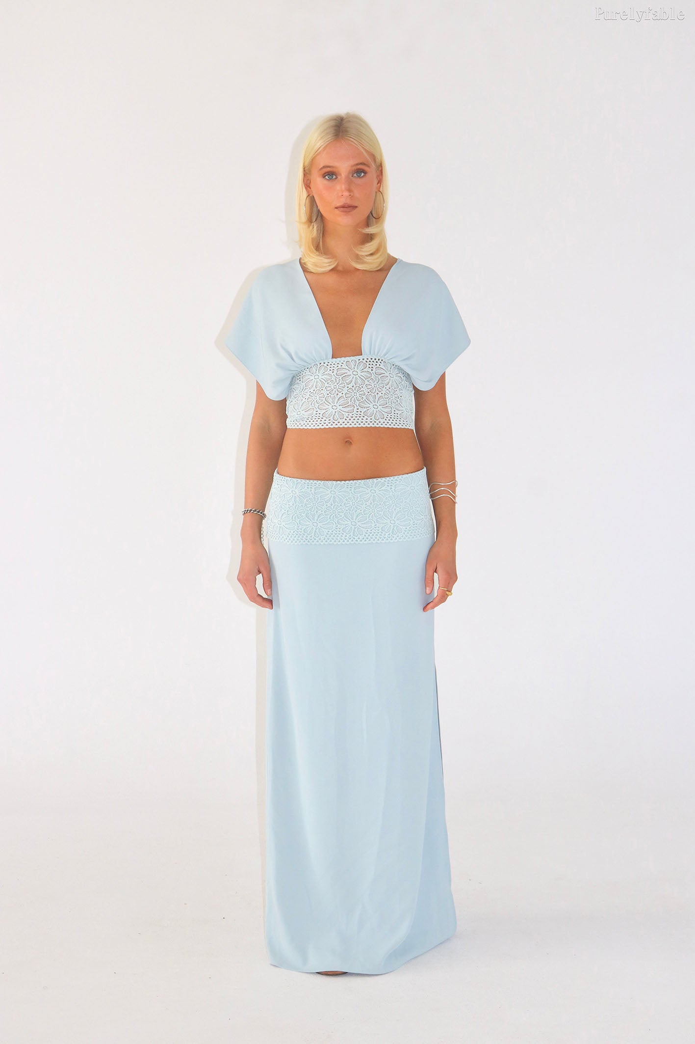 Alina White Short Top Irregular Skirt Ttwo-Piece Set