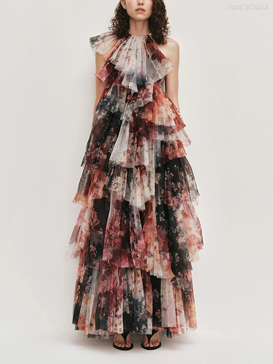 Ophelia Multi-Color Netted High-Waisted Dress