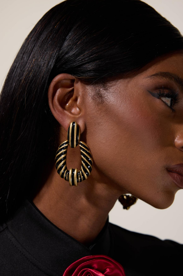Vintage Zebra Print Drop Earrings