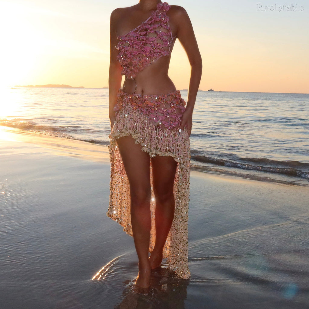 Brinley Pink Ombré Sequin Skirt