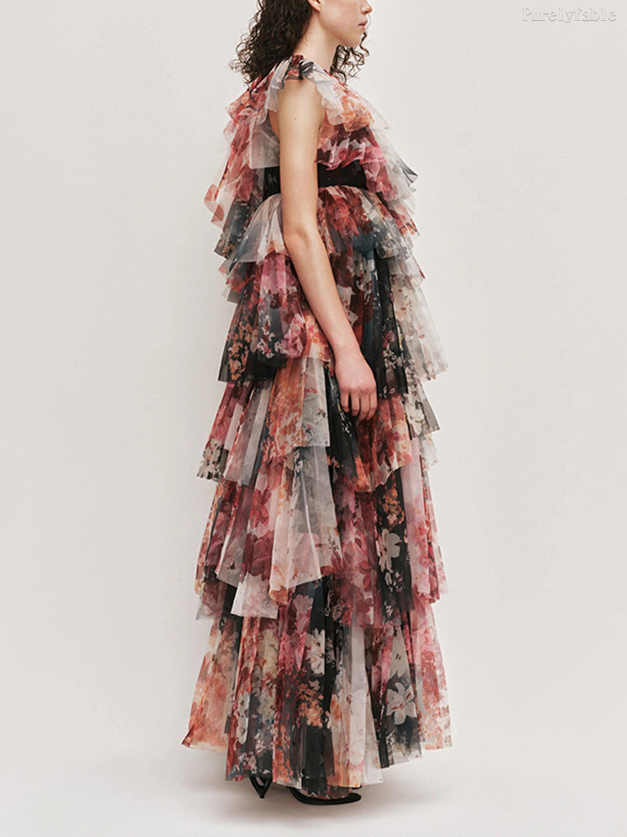 Ophelia Multi-Color Netted High-Waisted Dress