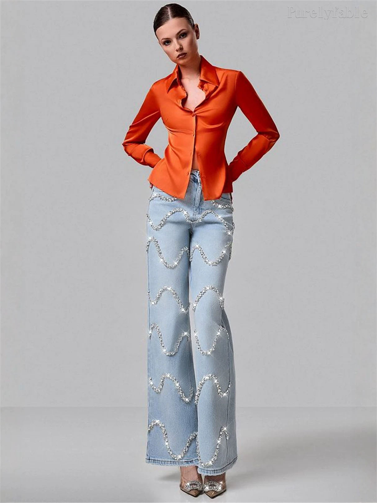 Raquel Rhinestone Straight Leg Pants