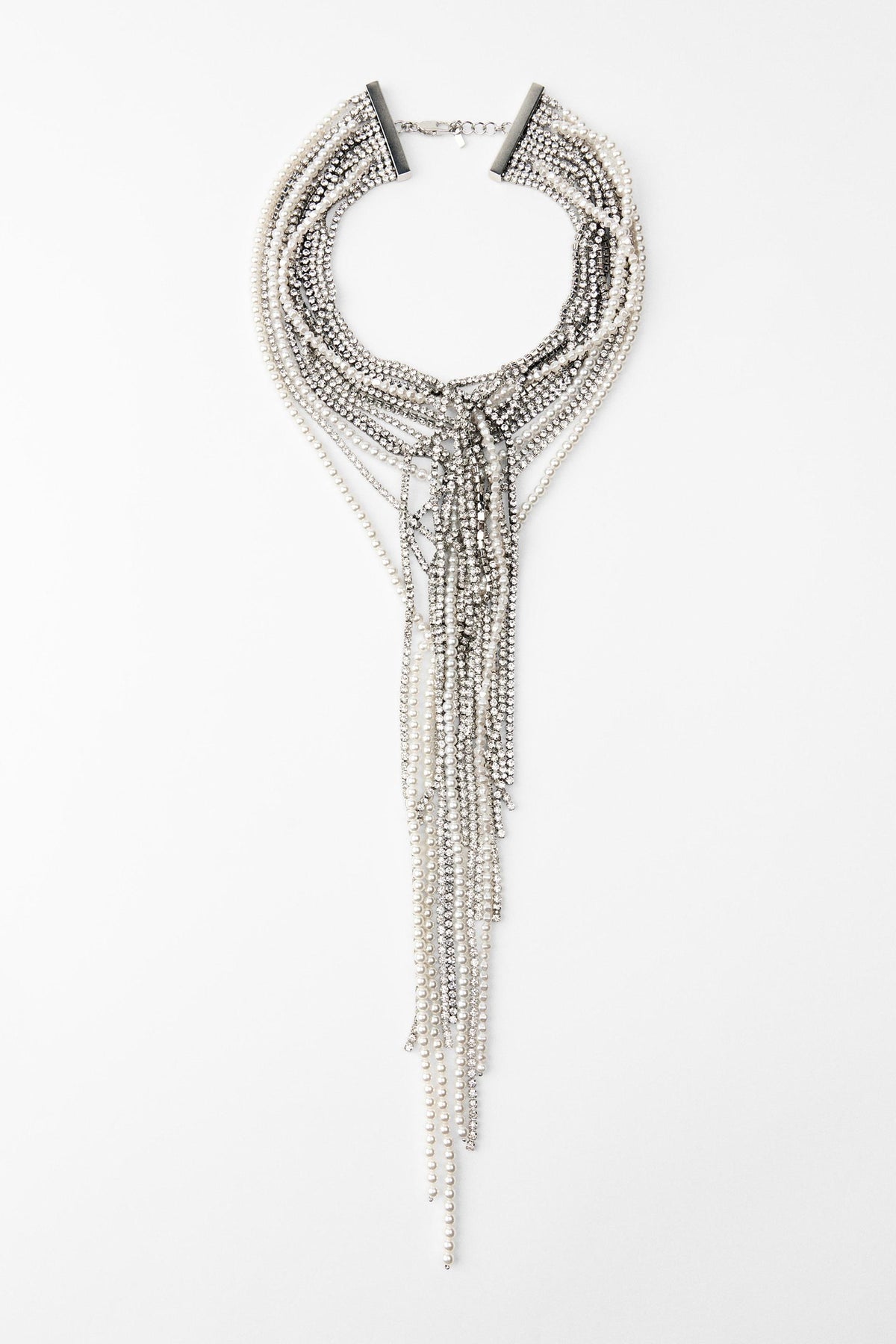 Pearl Rhinestone Multi Strand Necklace