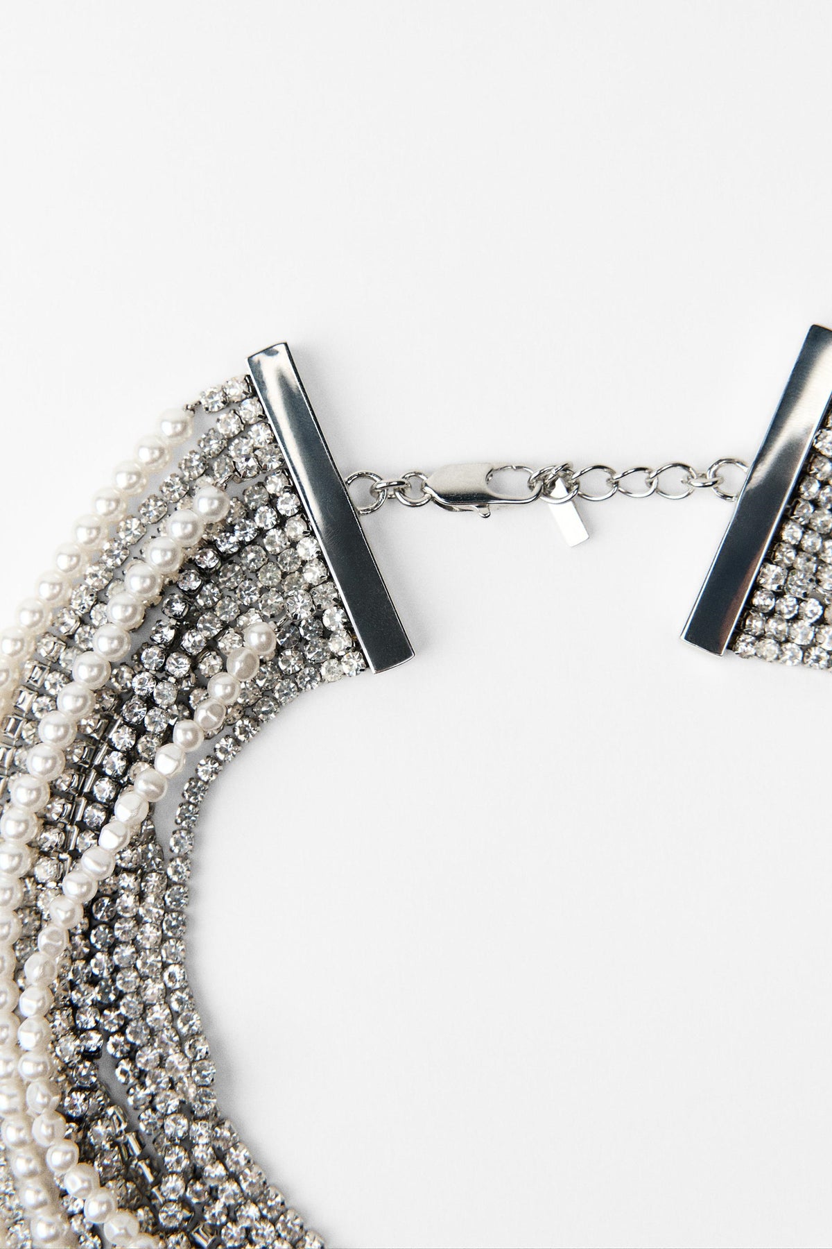 Pearl Rhinestone Multi Strand Necklace