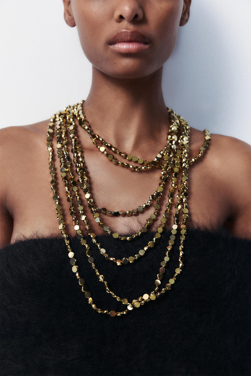 Multi-Strand Metal Bead Necklace