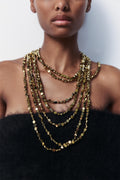 Multi-Strand Metal Bead Necklace
