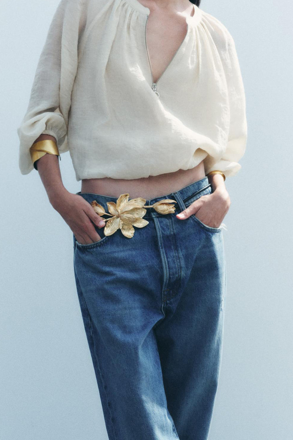 Metal Flower Cord Belt