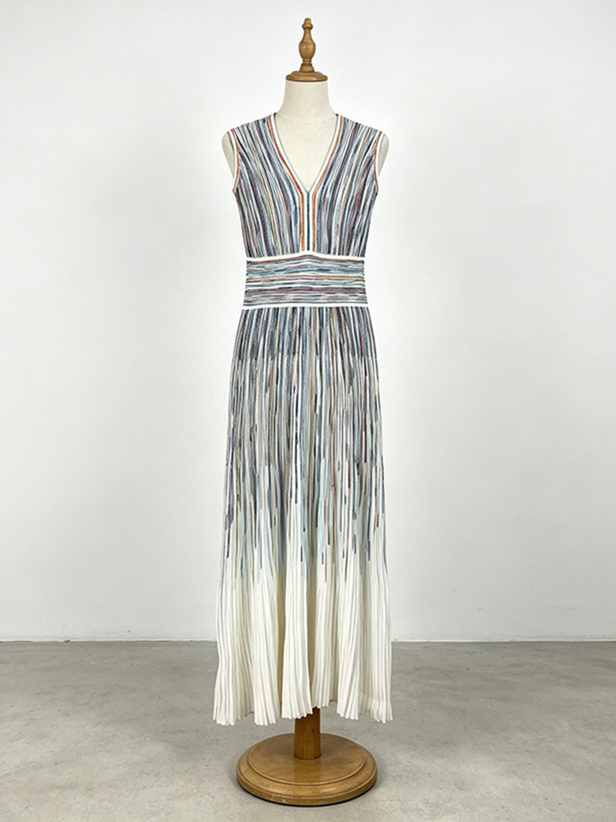Azalea Ombré Vertical-Stripe Maxi Dress