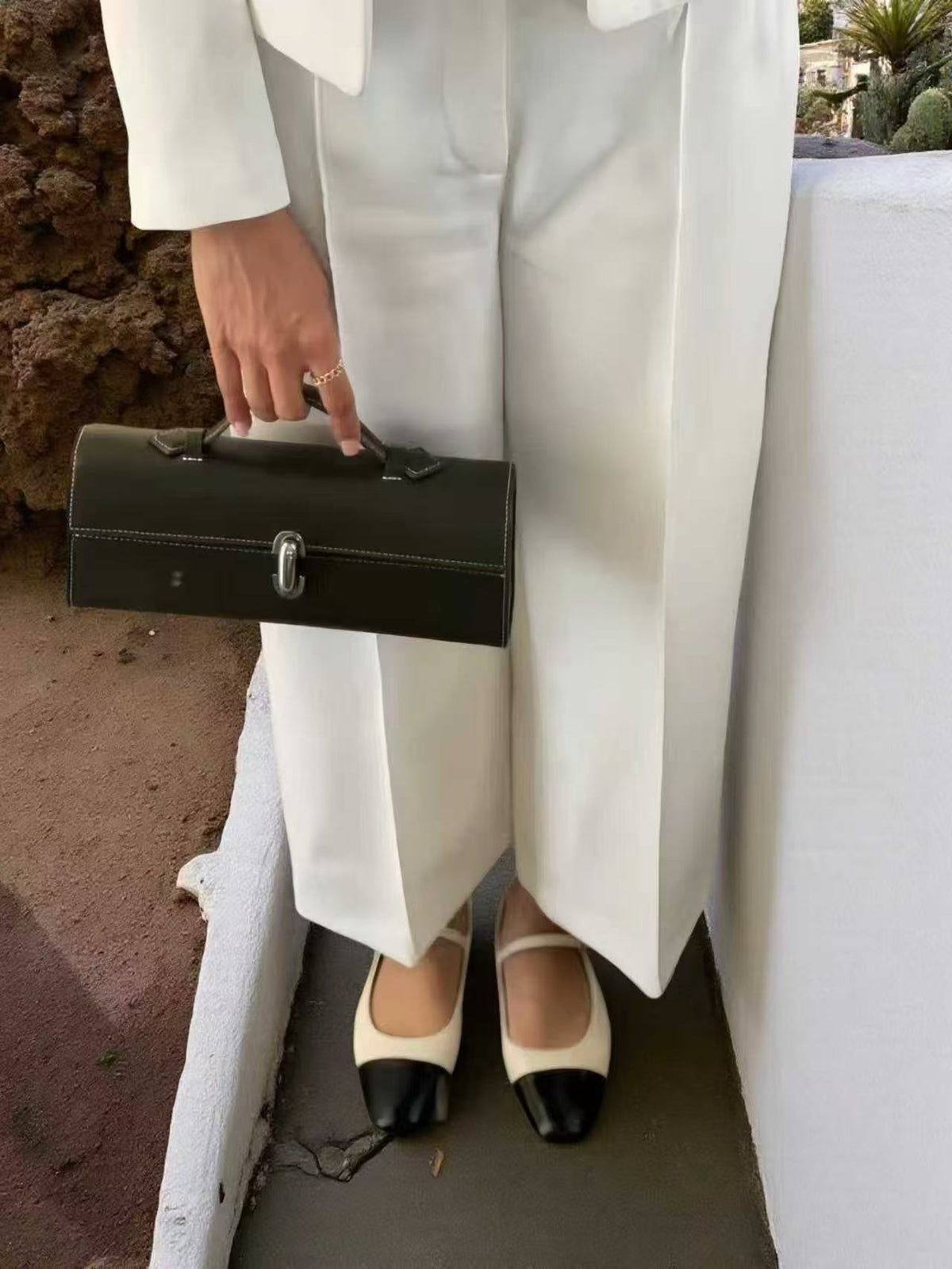 Black Baguette Handbag