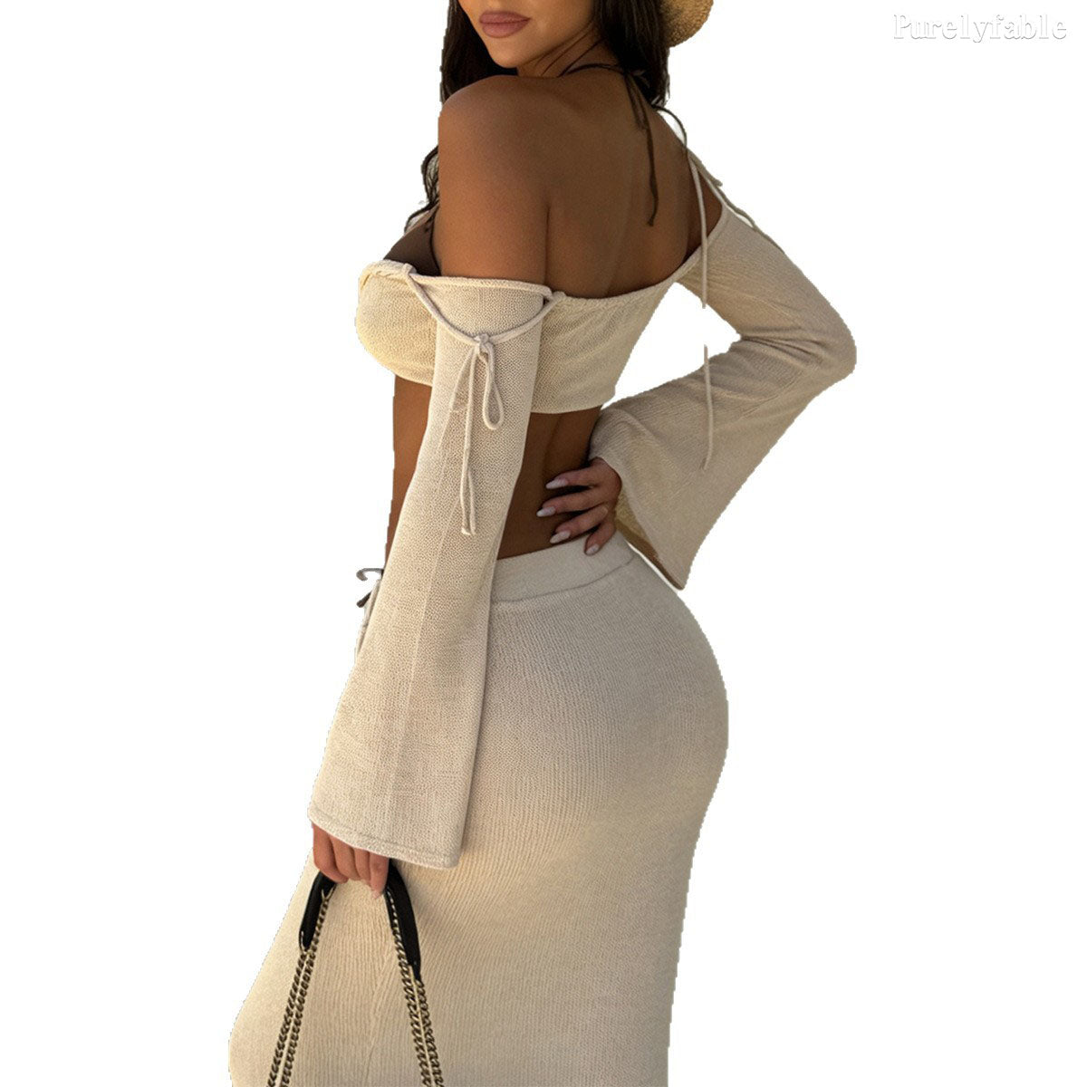 Paloma White Open-Front Fitted Half-Length Dress Set