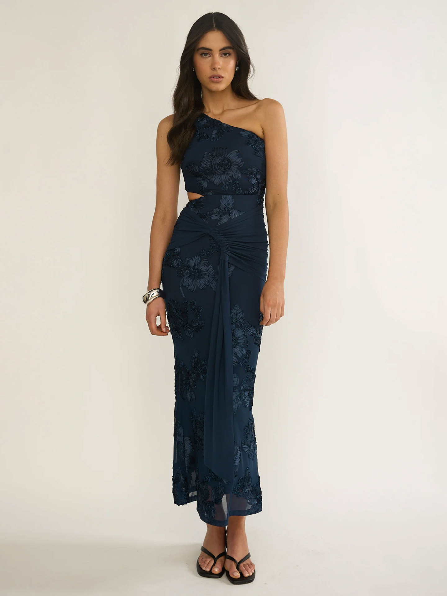 Anais single-shoulder embroidered dress