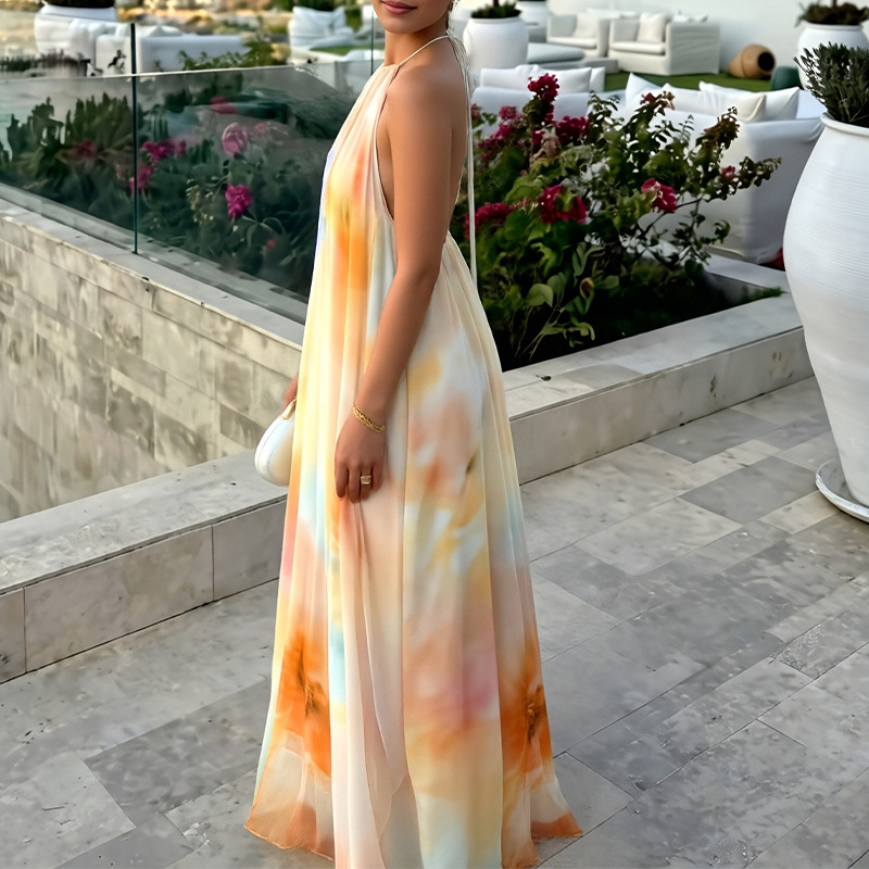 Annalise Printed long-sleeved dress with a collar