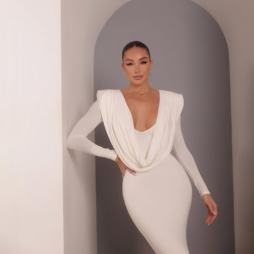 Adela Cowl Neck Bodycon Maxi Dress