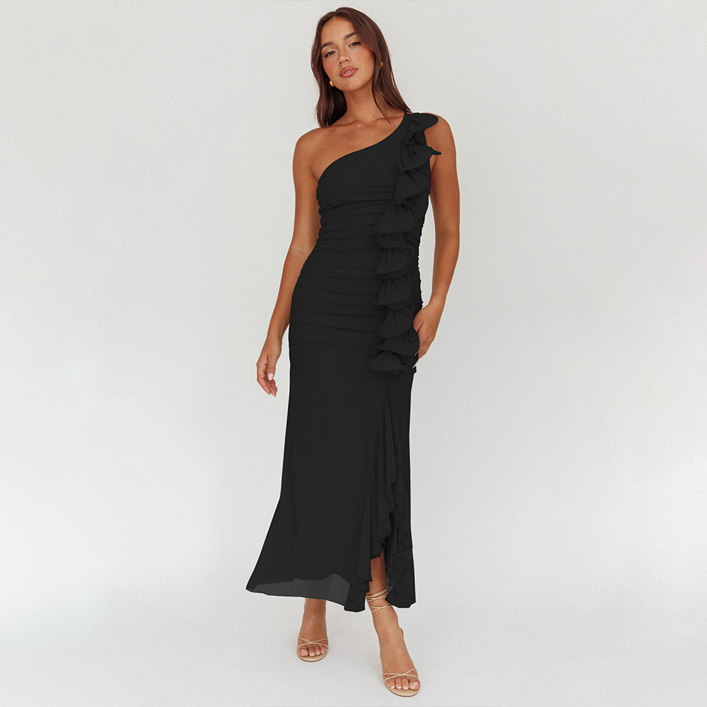 Anika One Shoulder Slit Midi Dress