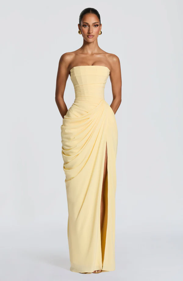 Alissa Strapless Split Backless Maxi Dress