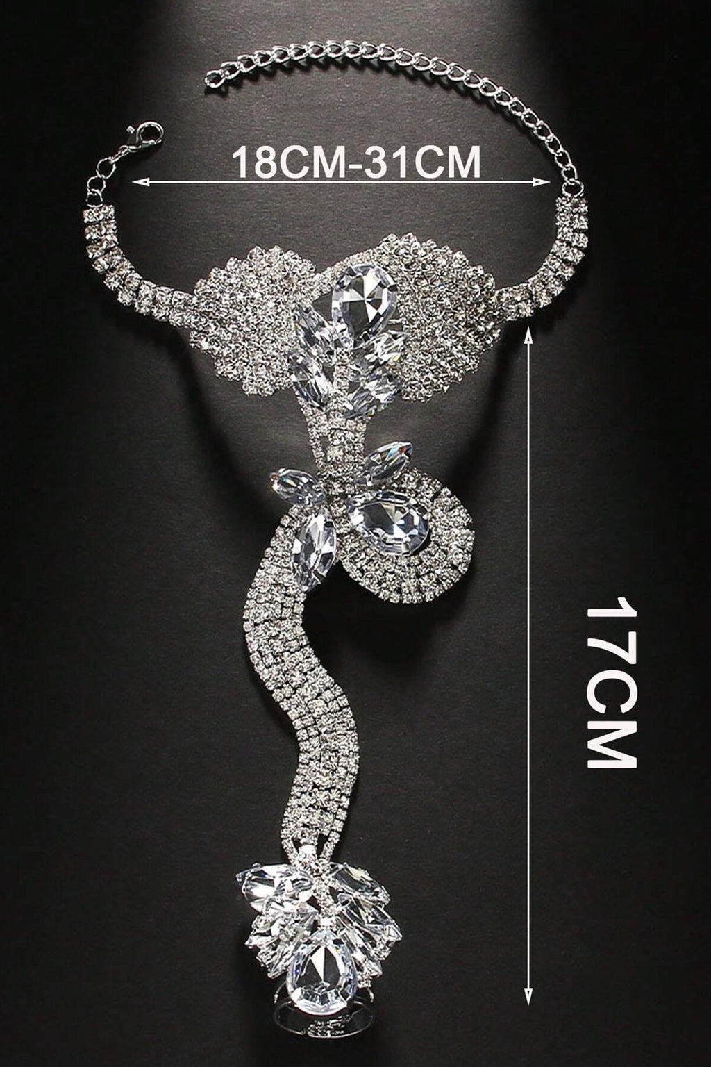 Crystal Snake Finger Ring Bracelet