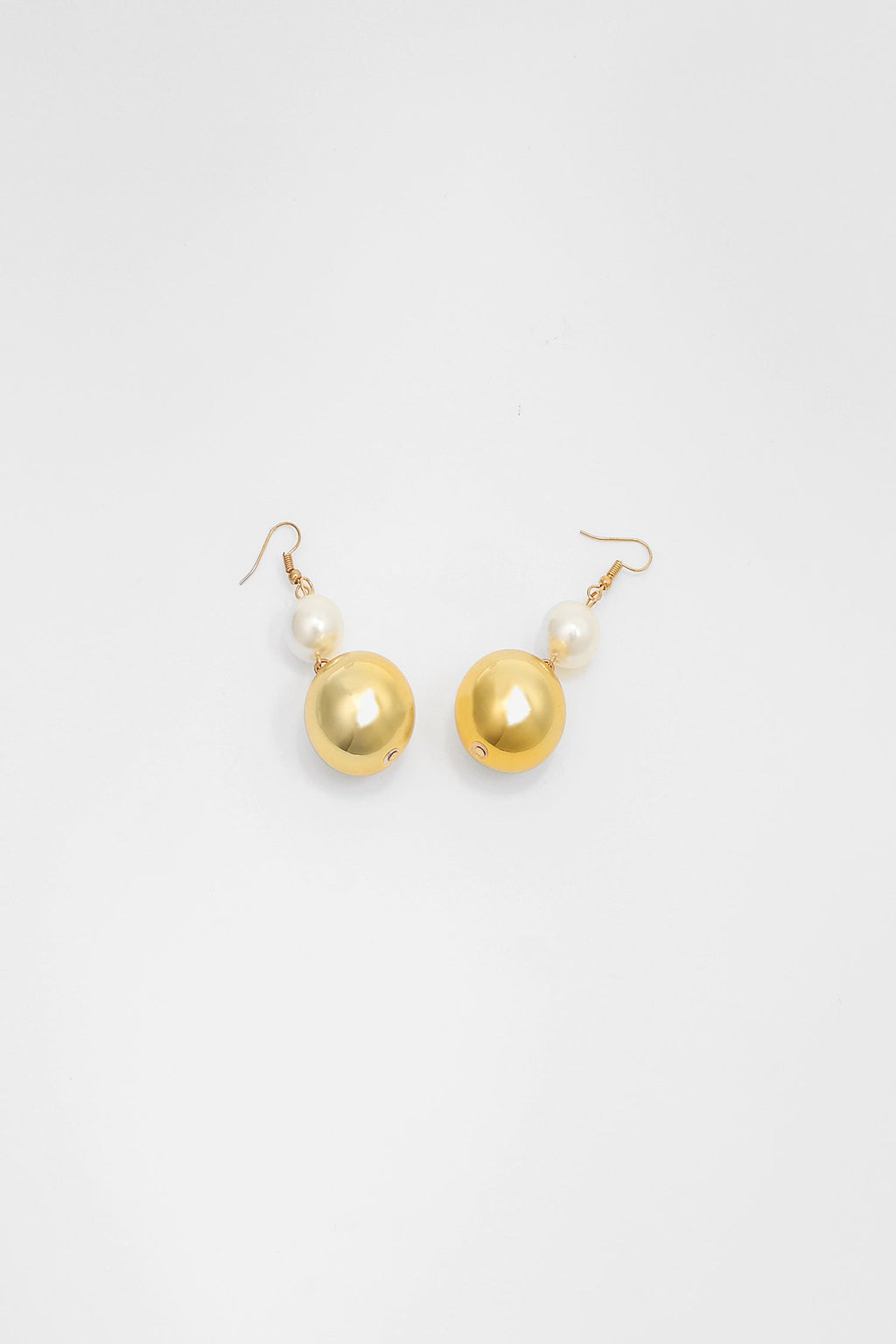Faux Pearl Metal Ball Necklace & Earrings Set