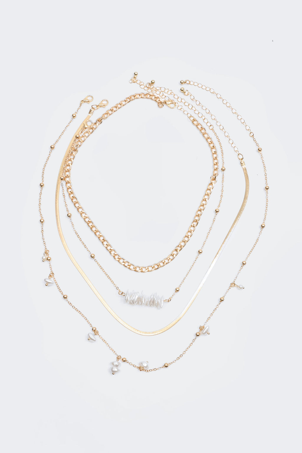 Faux Pearl Metal Multi-Layered Necklace