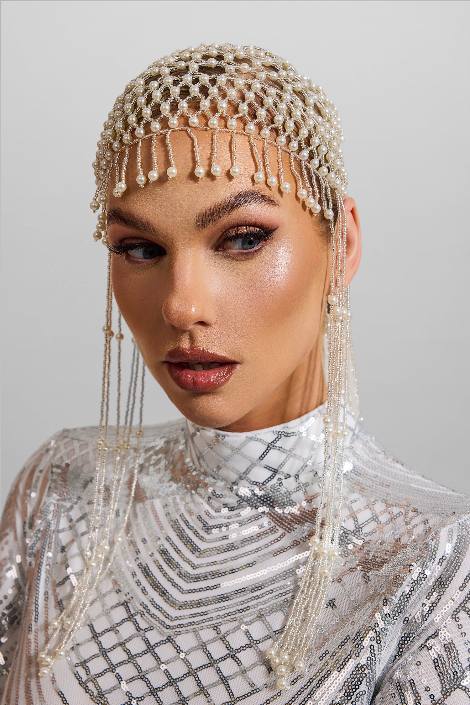 Faux Pearl Braided Tassel Hat