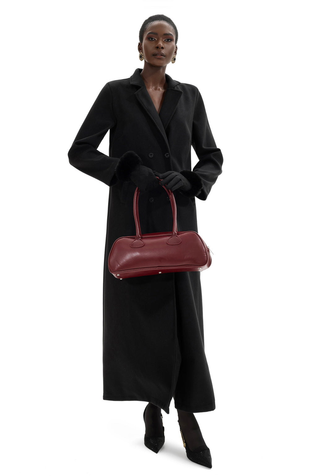 Solid Faux Leather Tote Clutches