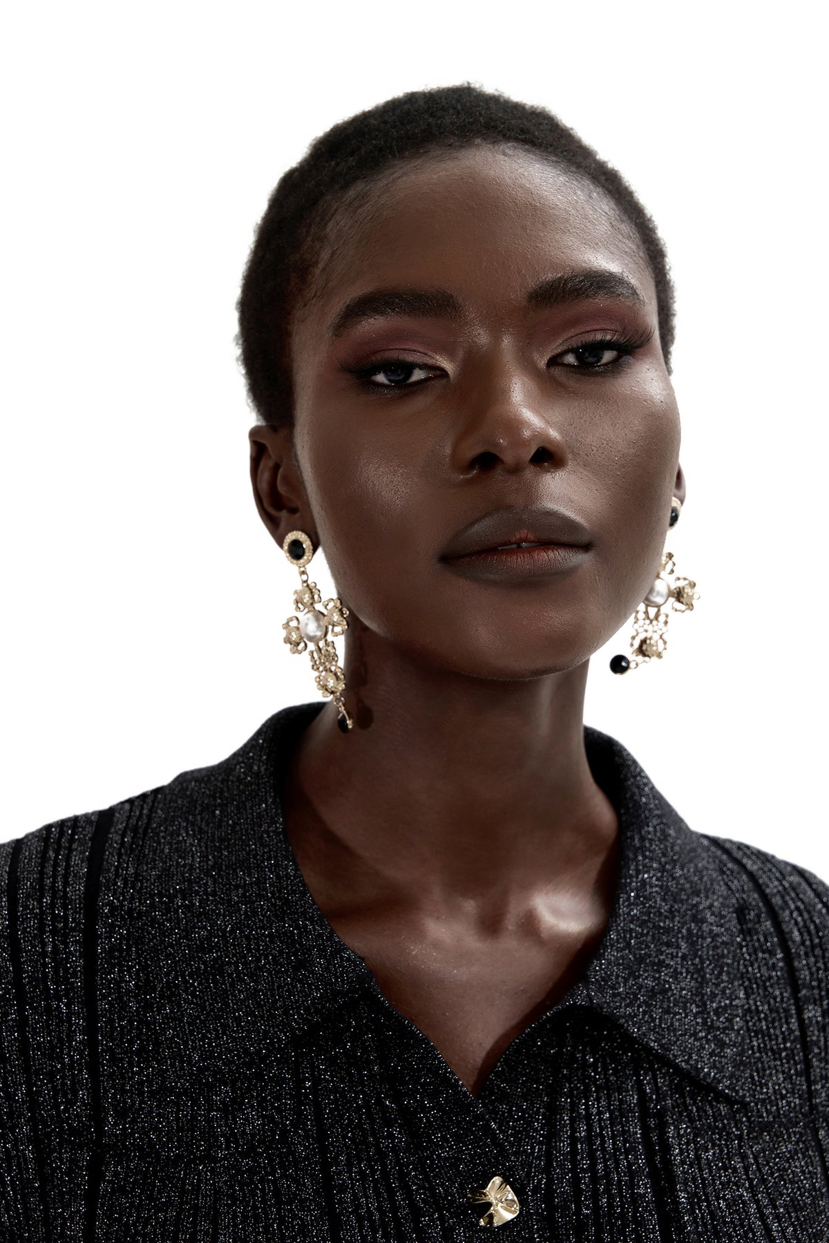 Faux Pearl Metal Cross Shape Drop Earrings