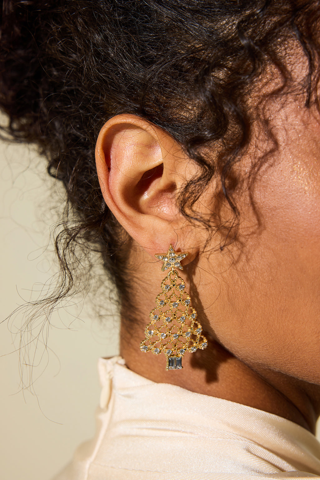 Faux Diamond Christmas Tree Shape Earrings