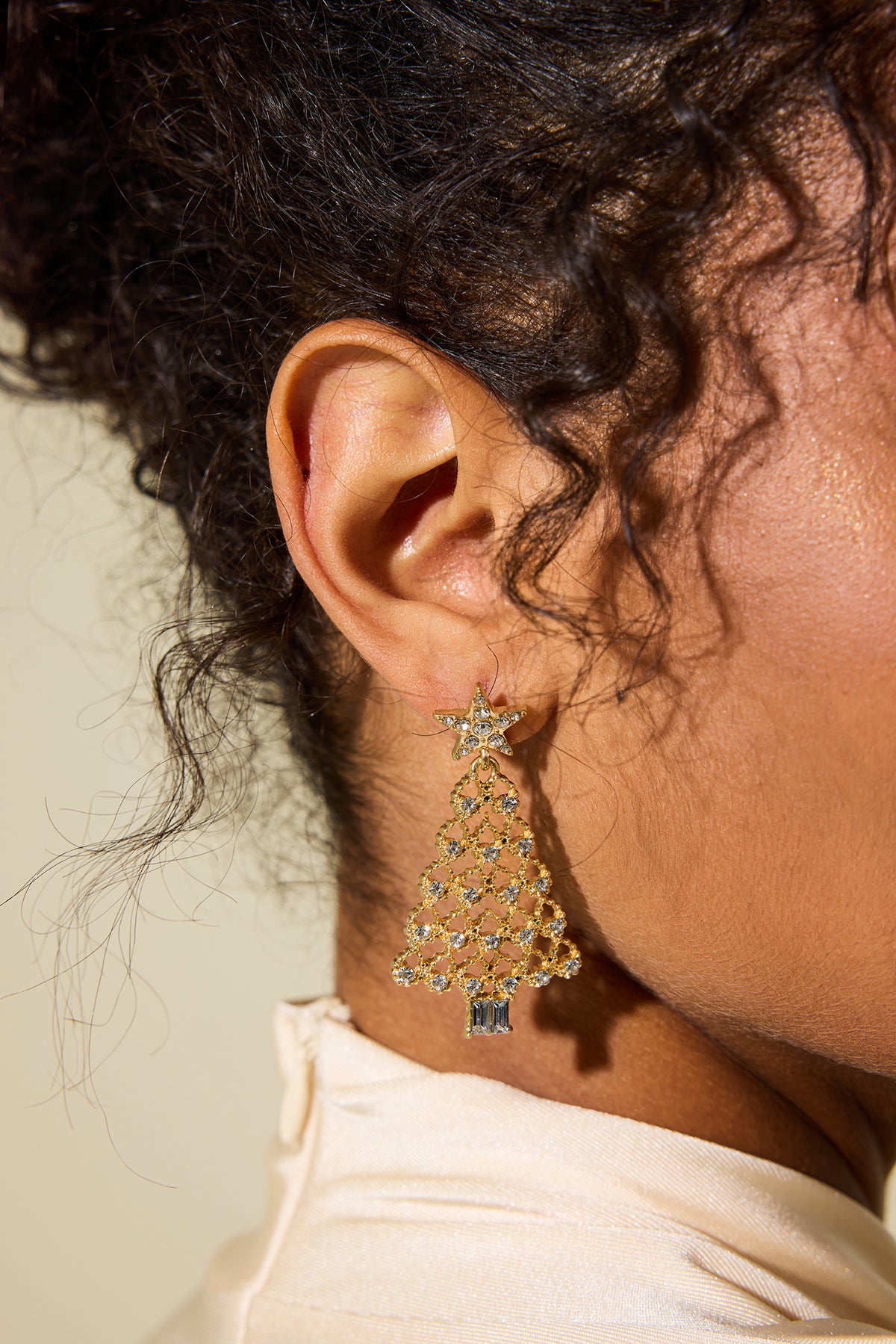 Faux Diamond Christmas Tree Shape Earrings