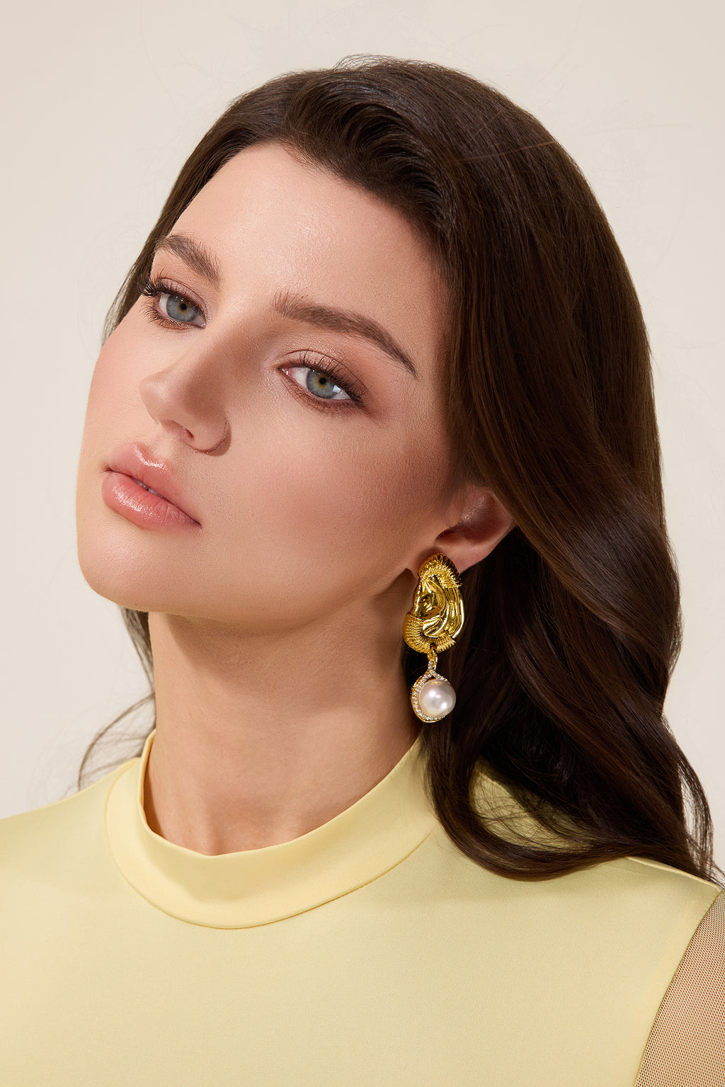 Irregular Shape Faux Pearl Metal Earrings