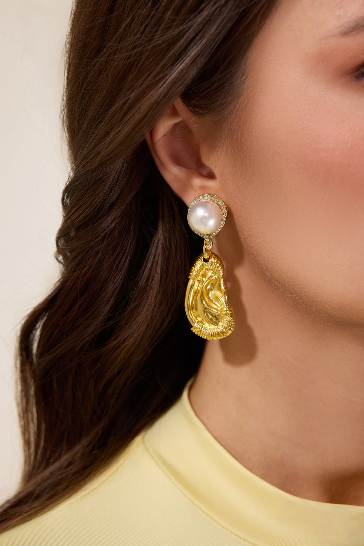 Irregular Shape Faux Pearl Metal Earrings
