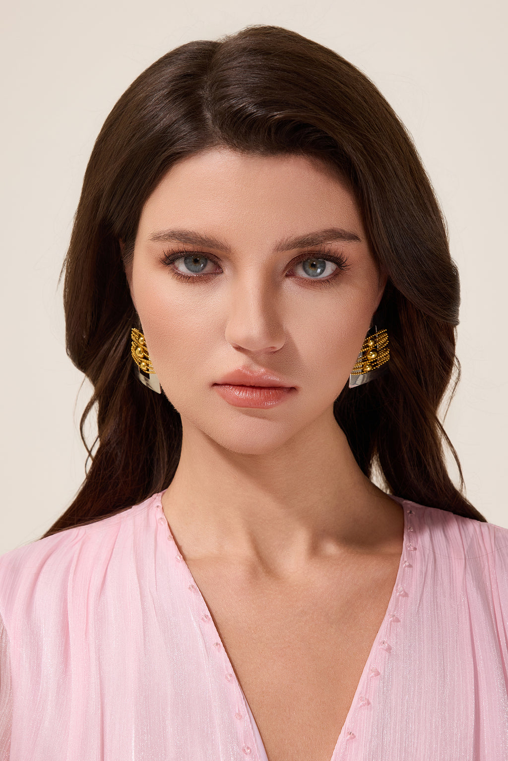 Rectangle Beaded Metal Earrings