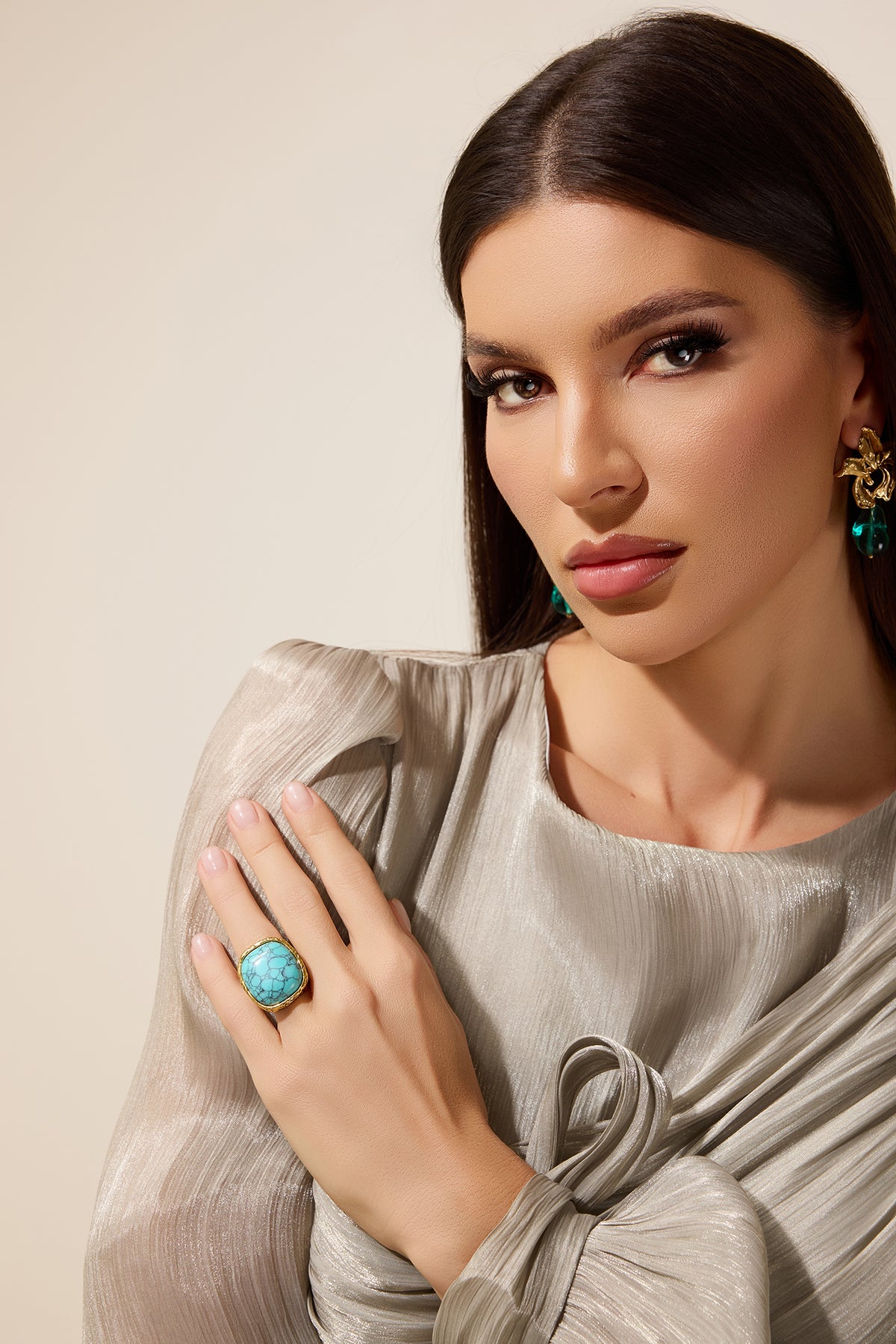 Turquoise Crackle Pattern Ring
