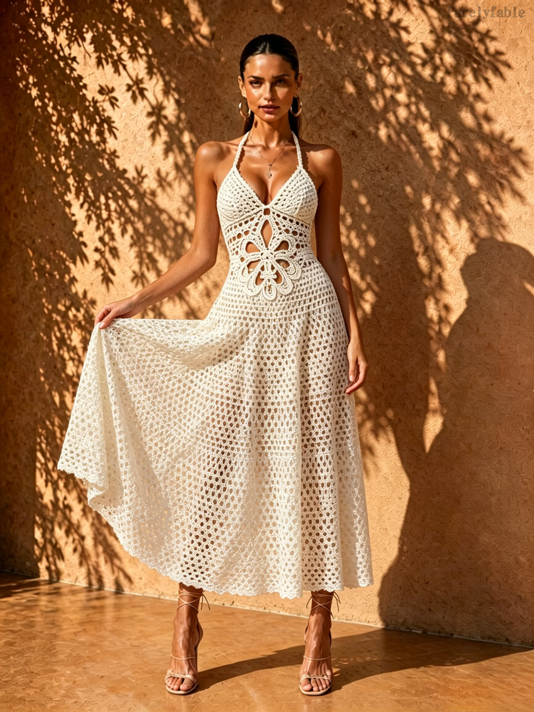 Nala Halter Neck Deep V Cutout Dress