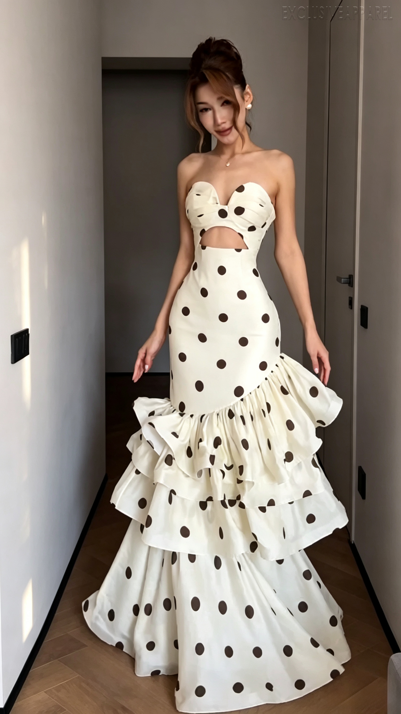 Gianna White Strapless Open-layered Long Dress