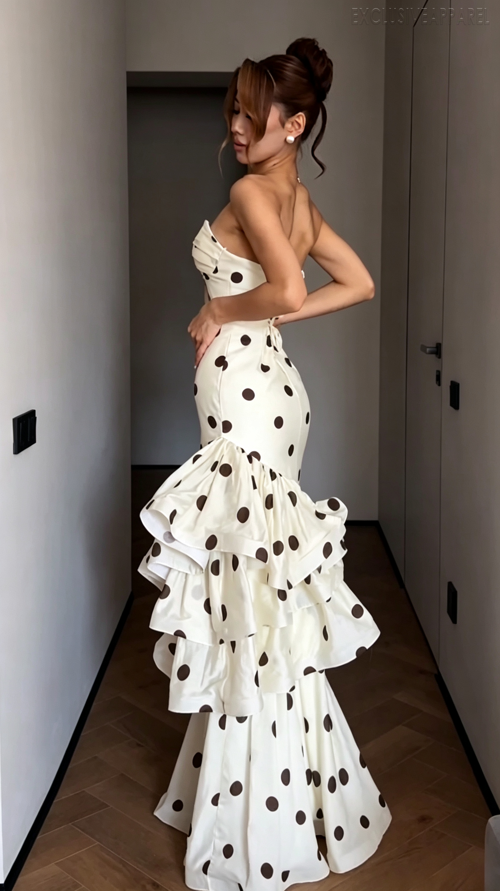 Gianna White Strapless Open-layered Long Dress
