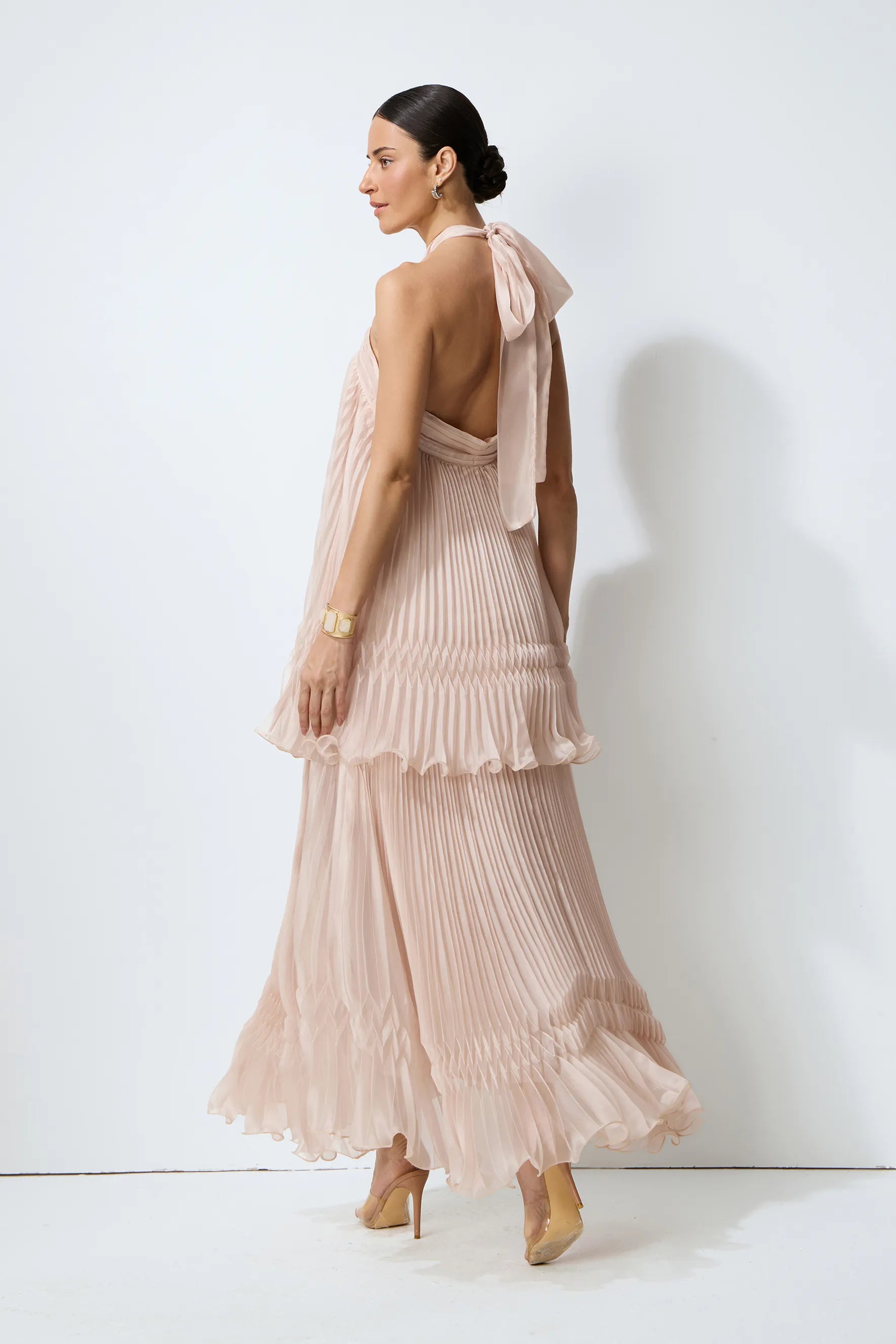 Celia Pink Backless Halter Dress