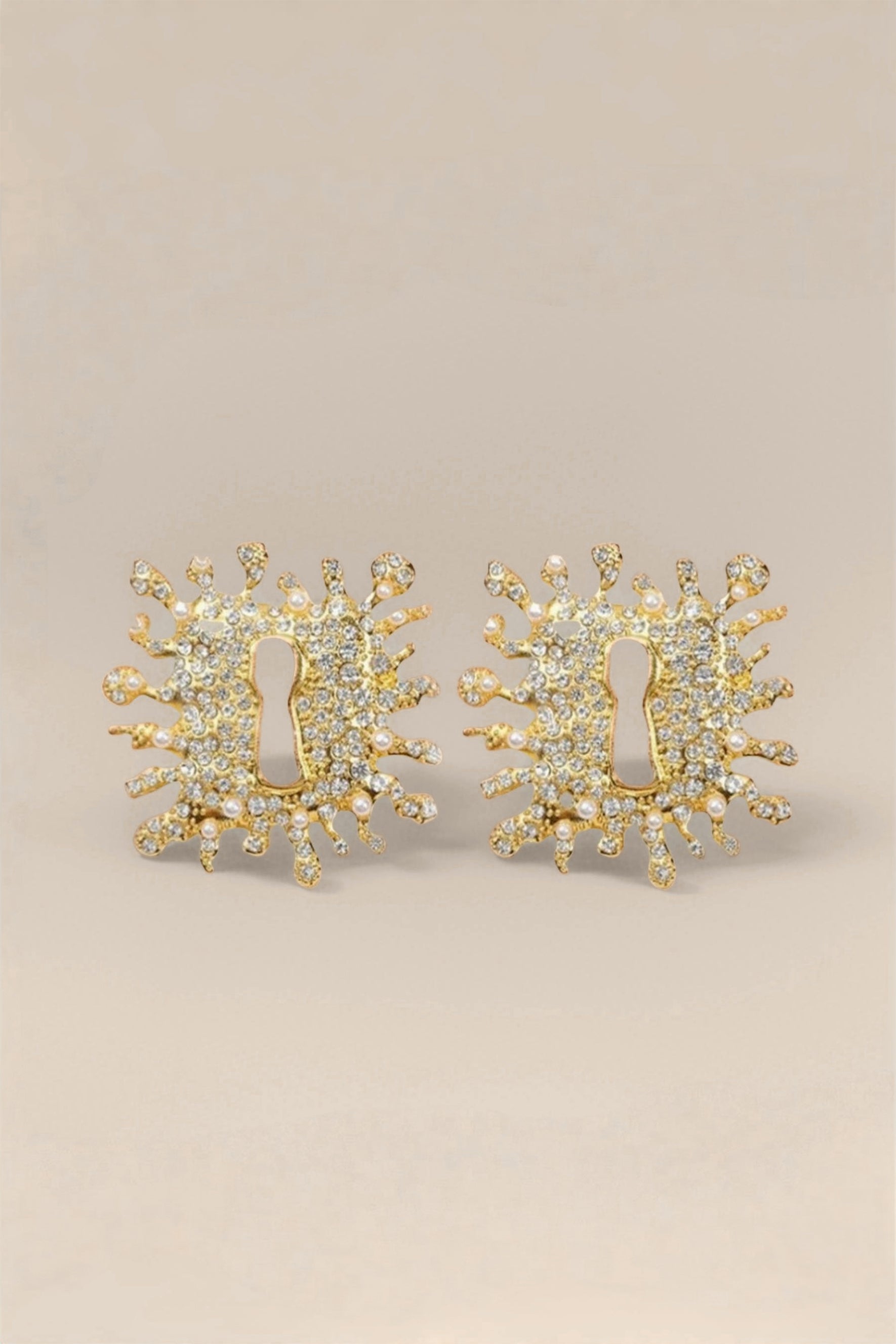 Crystal Embellished Keyhole Earrings