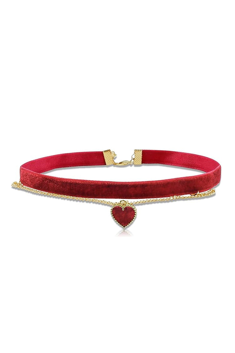 Double Layer Heart Velvet Choker