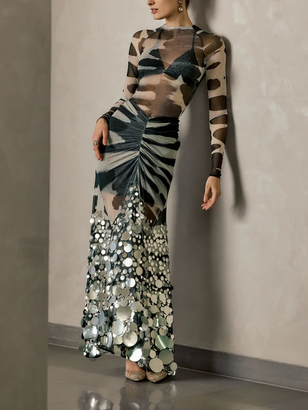 Rhea Sheer Mesh Bodycon Dress