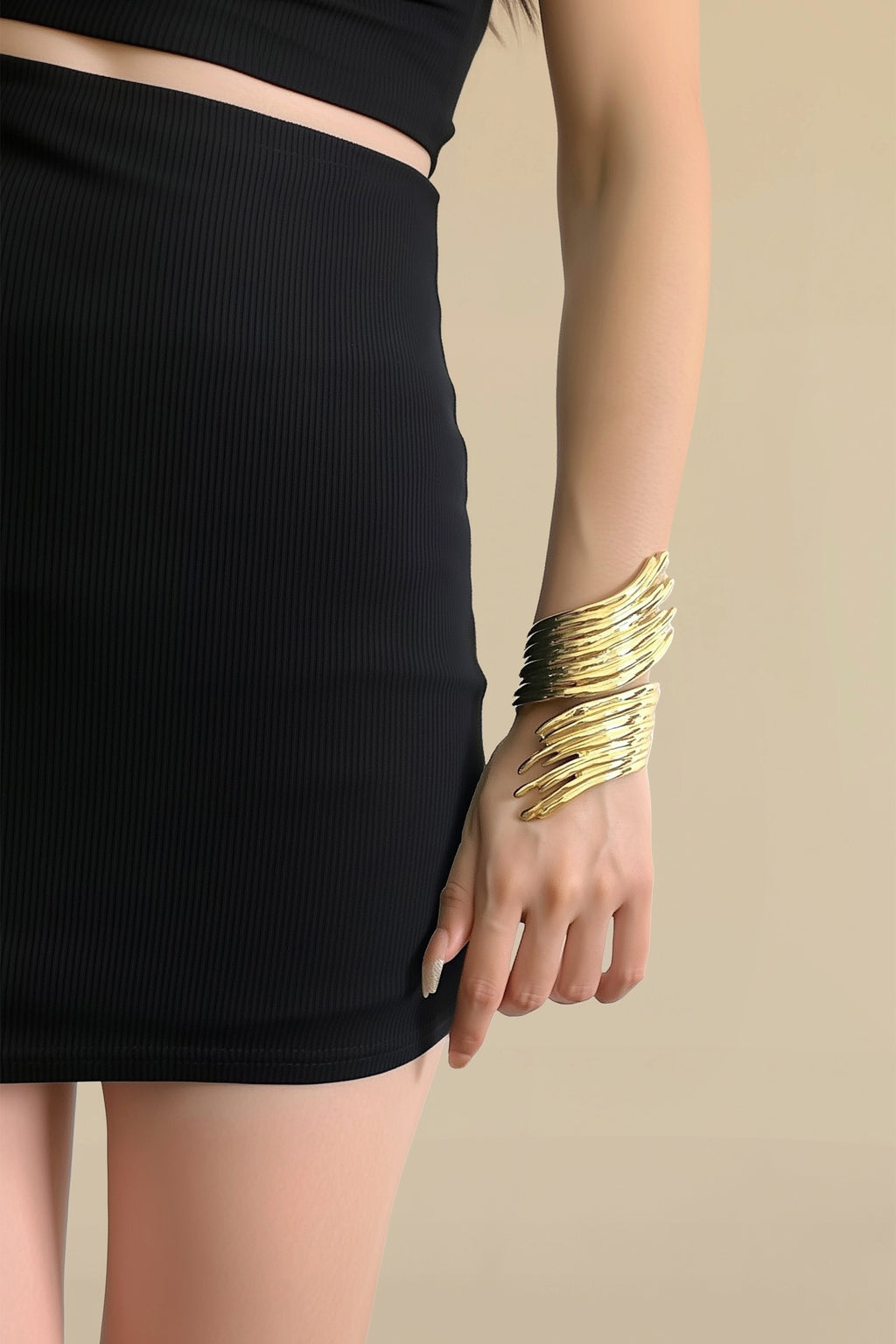 Abstract Ripple Open Bracelet