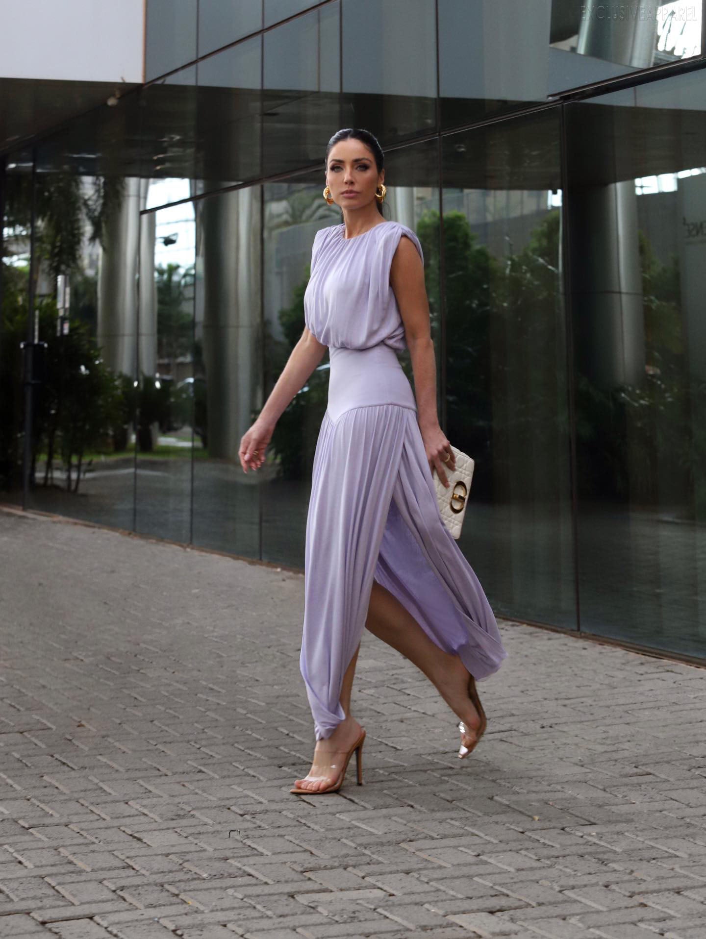 Alondra Purple Sleeveless High-Waisted Slit Long Dress