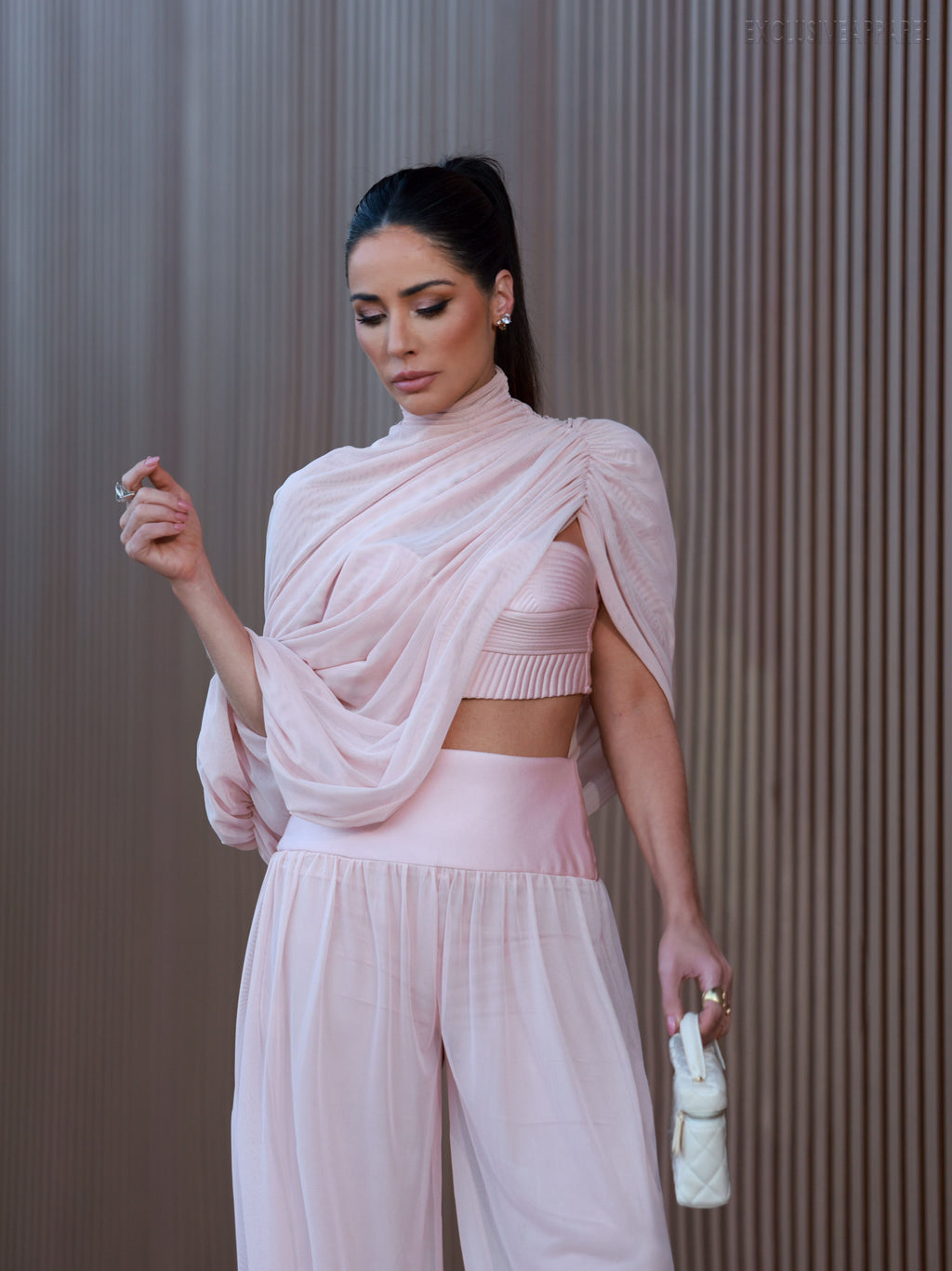 Lana Pink High-neck Harem Pants Set