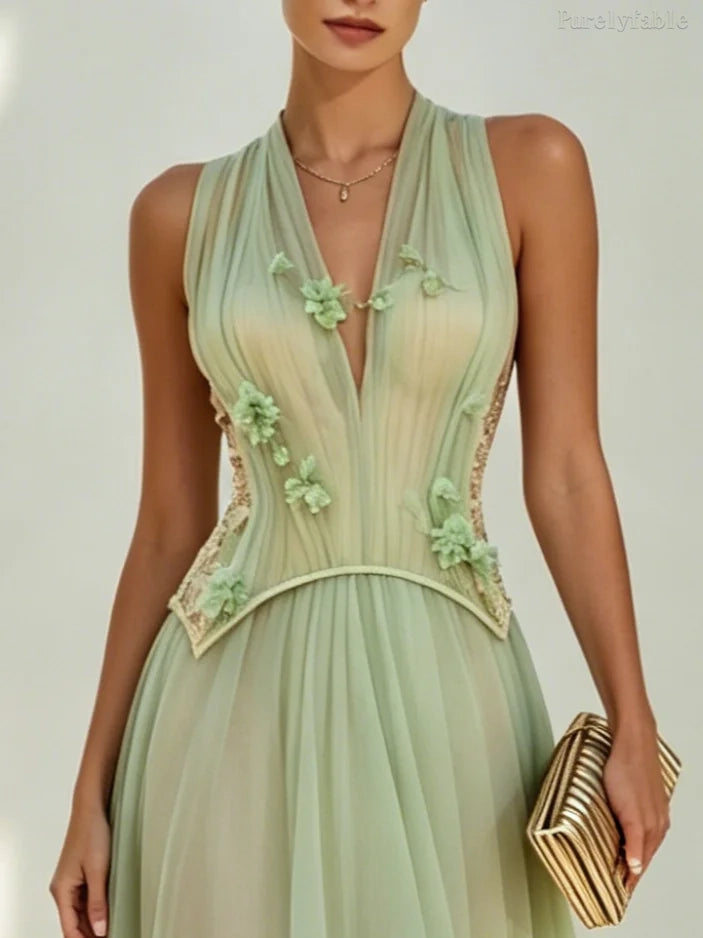 Tessa Pink Halter-Neck Dress Boning