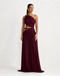 Darcy Claret Hollow Out Mesh Maxi Dress