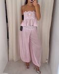 Brooklyn Pink Lace-Trimmed Pleated Cami Top & Harem Pants Set