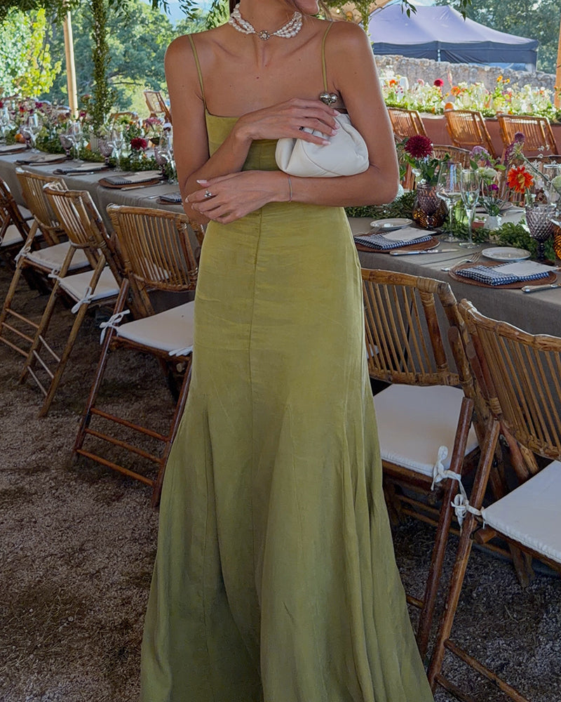 Tessa Green Structured Gown and Mandarin Collar Robe Two-Piece Set