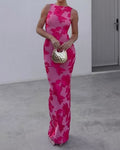 Zia Pink Floral Embroidered Sleeveless Maxi Dress