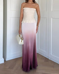 Veda Rose Red Ombre Pleated Smocked Maxi Dress
