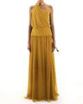 Tatiana Yellow Elegant One-Shoulder Chiffon Maxi Evening Dress