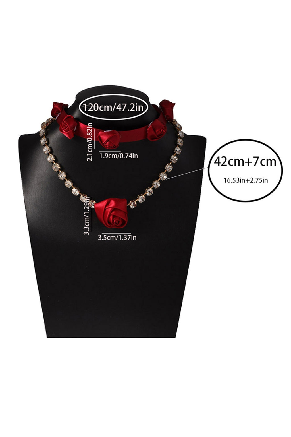 Two-Pack Rose Rhinestones Necklace Set