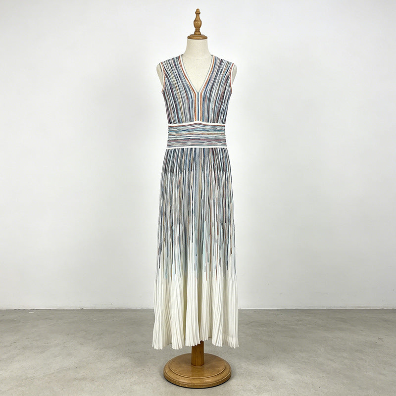 Azalea Ombré Vertical-Stripe Maxi Dress